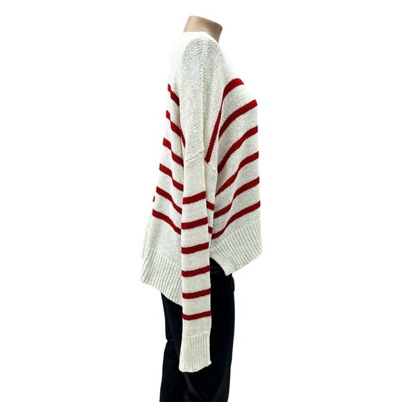 C & C California Striped Long Sleeve Relaxed Knit Sweater Hi-Low Hem Women XL - Picture 3 of 10